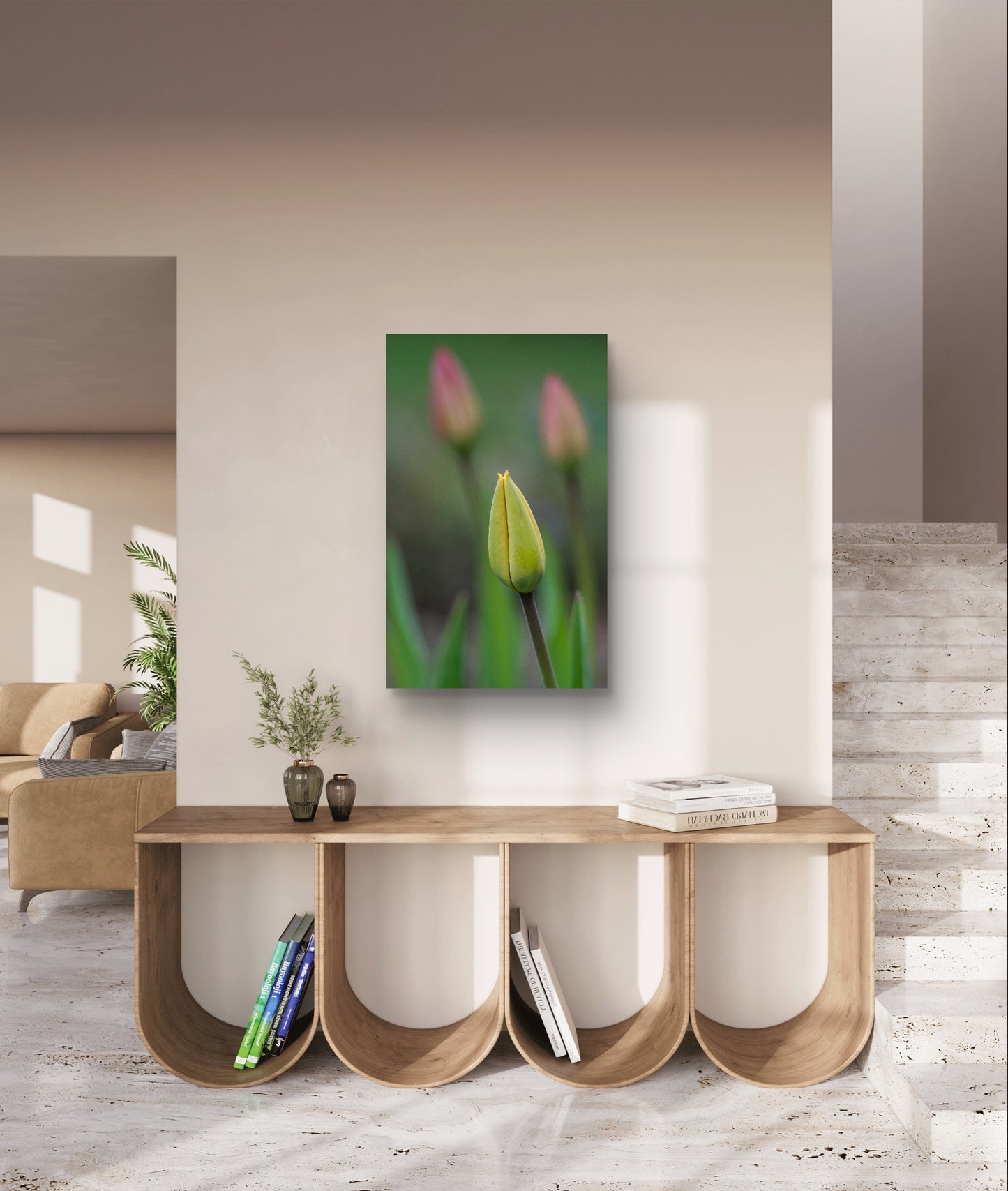 Yellow and Pink Tulips-21x34 canvas